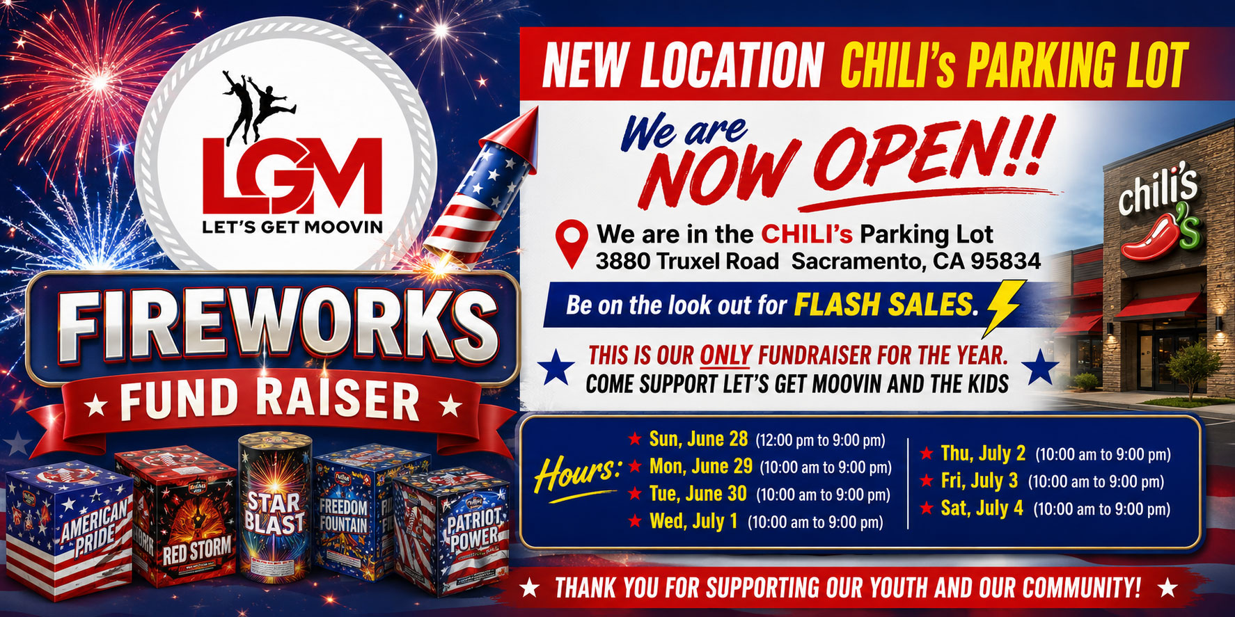 Fireworks sales fundraiser.
